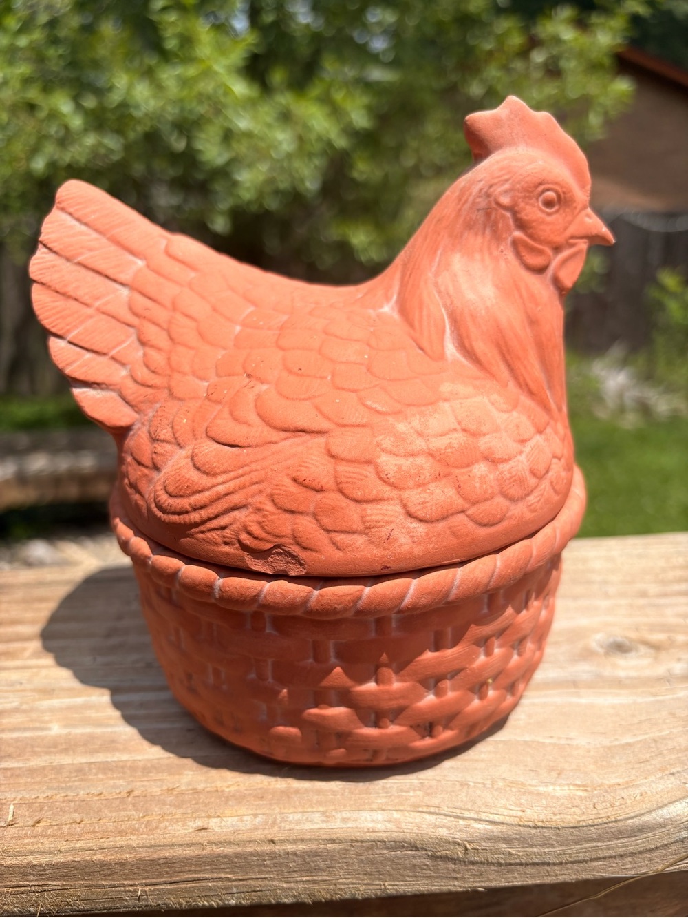 Terracotta Hen on Nest Decorative Planter